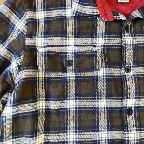 LL Bean Brown Traditional Fit Plaid Flannel Fleece Lined Button Up Jacket Size L - Picture 4 of 11
